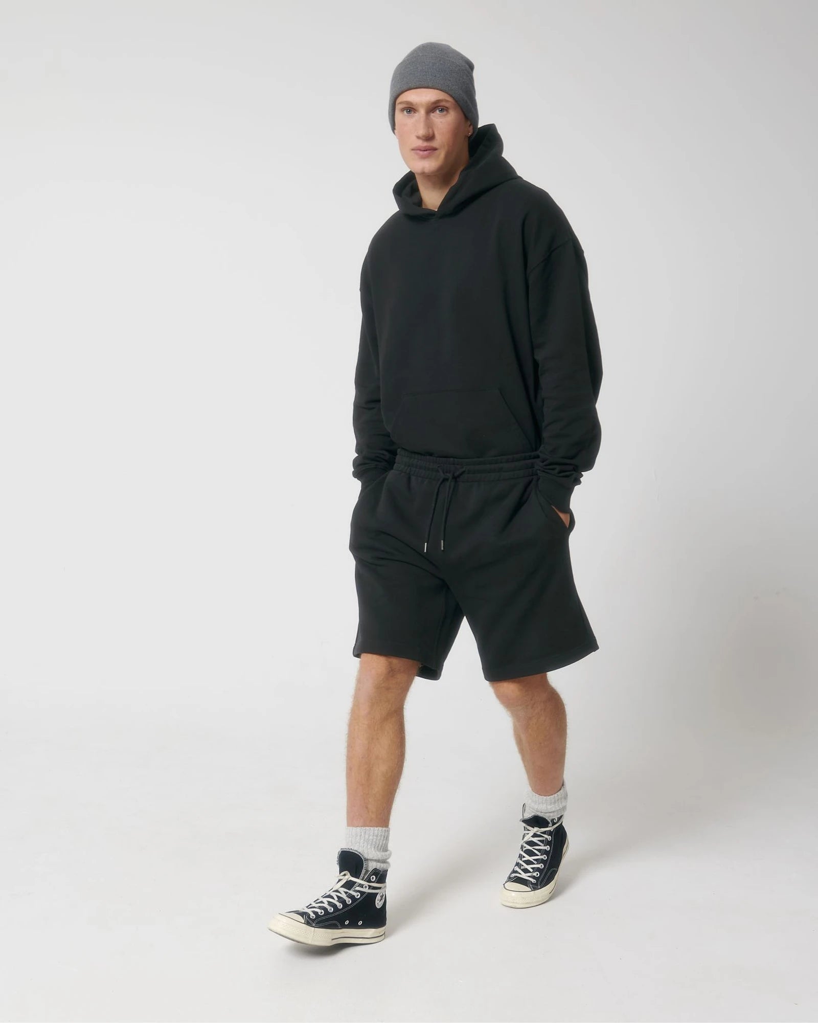 Short felpa cotone bio Stanley/Stella Boarder da personalizzare - Nero